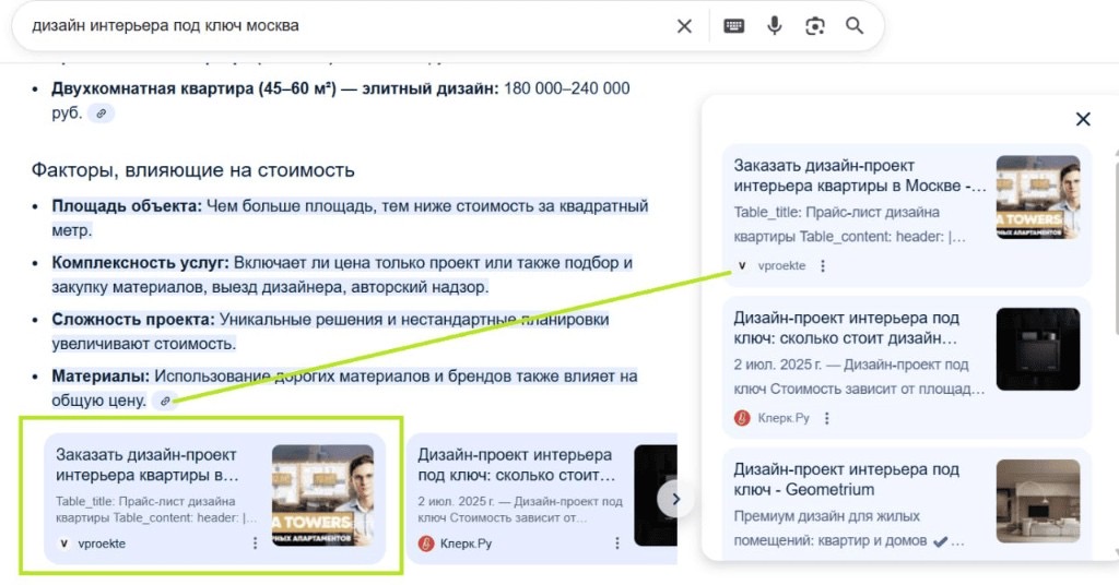 vproekte.com среди источников Google AI Overview